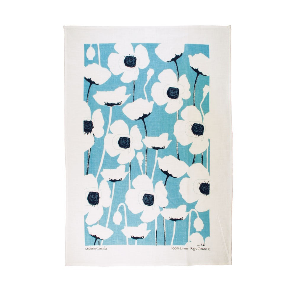 Raingoose | Poppy Turquoise Linen Tea Towel