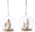 Owl & Bird in Glass Dome Ornaments - Assorted