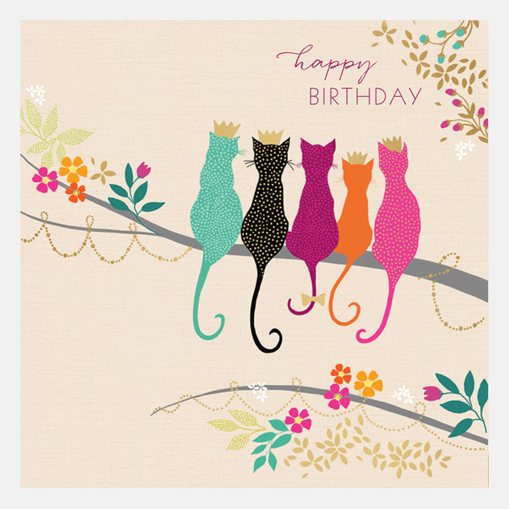 Happy Birthday Cats Card by Sara Miller