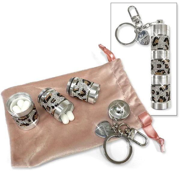 Jacqueline Kent Pill Container Crystal Leopard Ombre