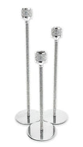 Candlesticks Set of 3 Crystal Silver