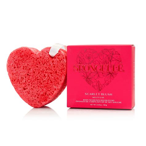 Spongellé | Heart-Shaped Body Wash Infused Buffer - Scarlet Blush