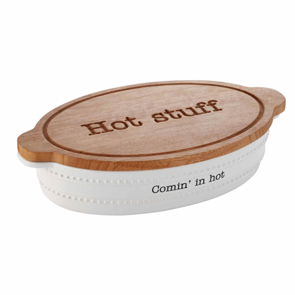 Mud Pie | Hot Stuff Baker & Trivet Set