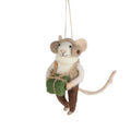 Mouse Ornament with Ear Muffs Carrying Gift