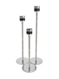 Candlesticks Set of 3 Crystal Black & Silver